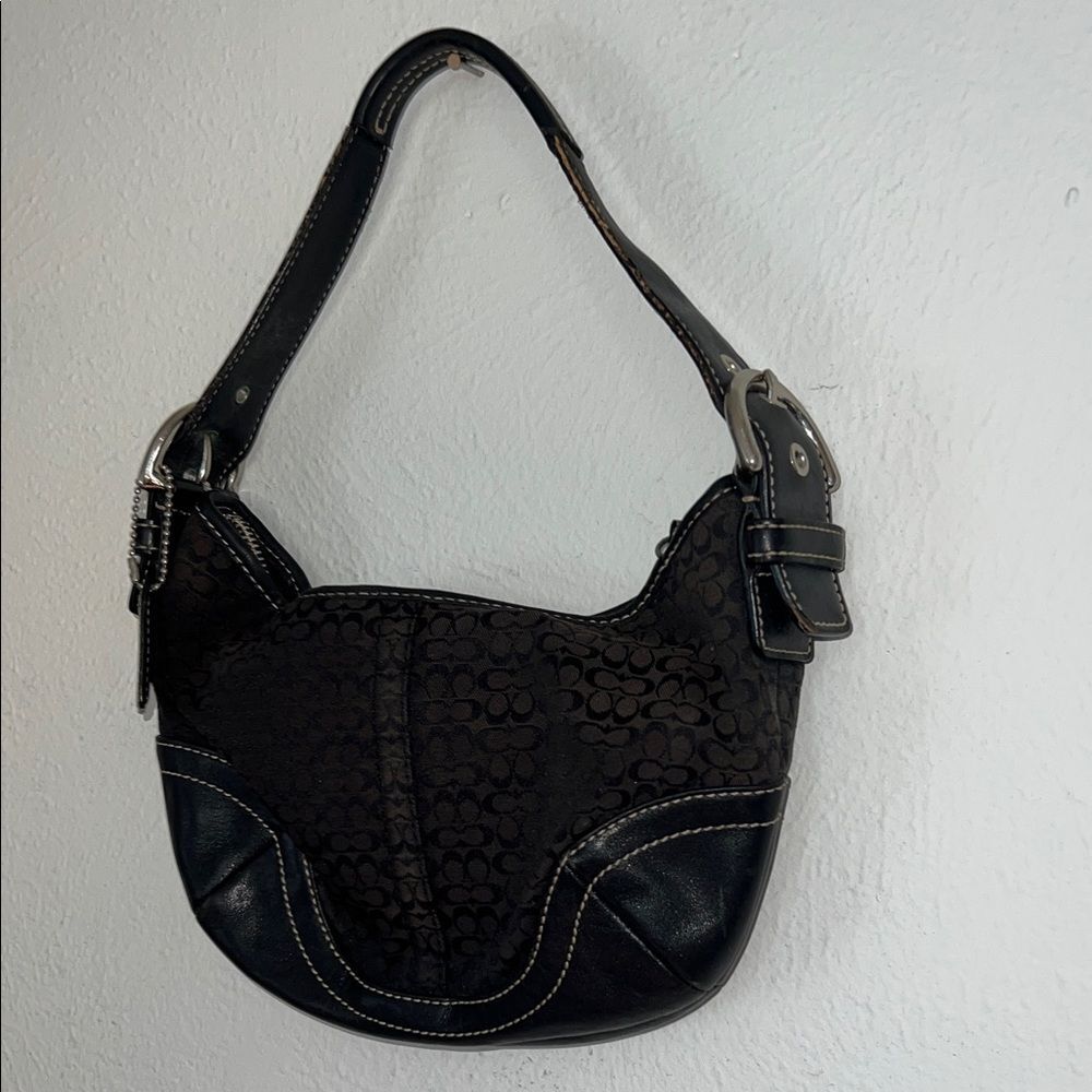 Coach Vintage Black Mini Hobo Soho Signature Canvas Shoulder Bag Y2K 90s Retro - Picture 5 of 15
